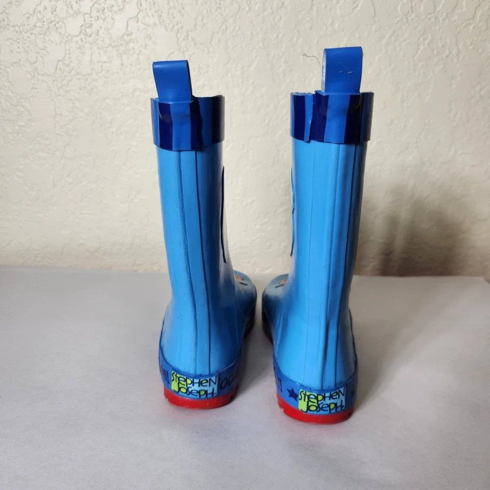 Stephen Joseph Kids Blue Airplane Pilot Rain Boots Size 11 US 28 EUR